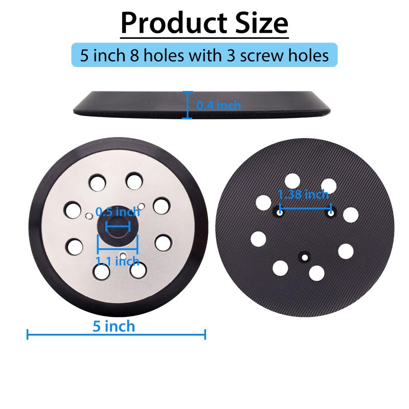 SHUTTLE GENIUS 5"" Orbital Sander Replacement Pad Hook and Loop, 5 Inch 8 Hole Metal Sander Pads Compatible with Makita BO5010, BO5030K, BO5031K Random Orbital Sander (2 Pack) - Image 2